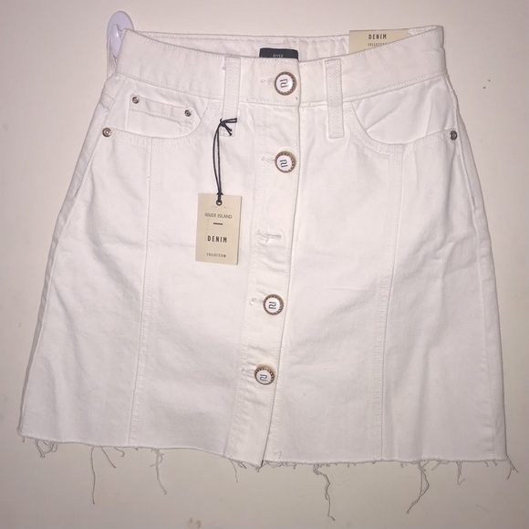 RIVER ISLAND Button Front Denim Mini Skirt - Picture 3 of 5
